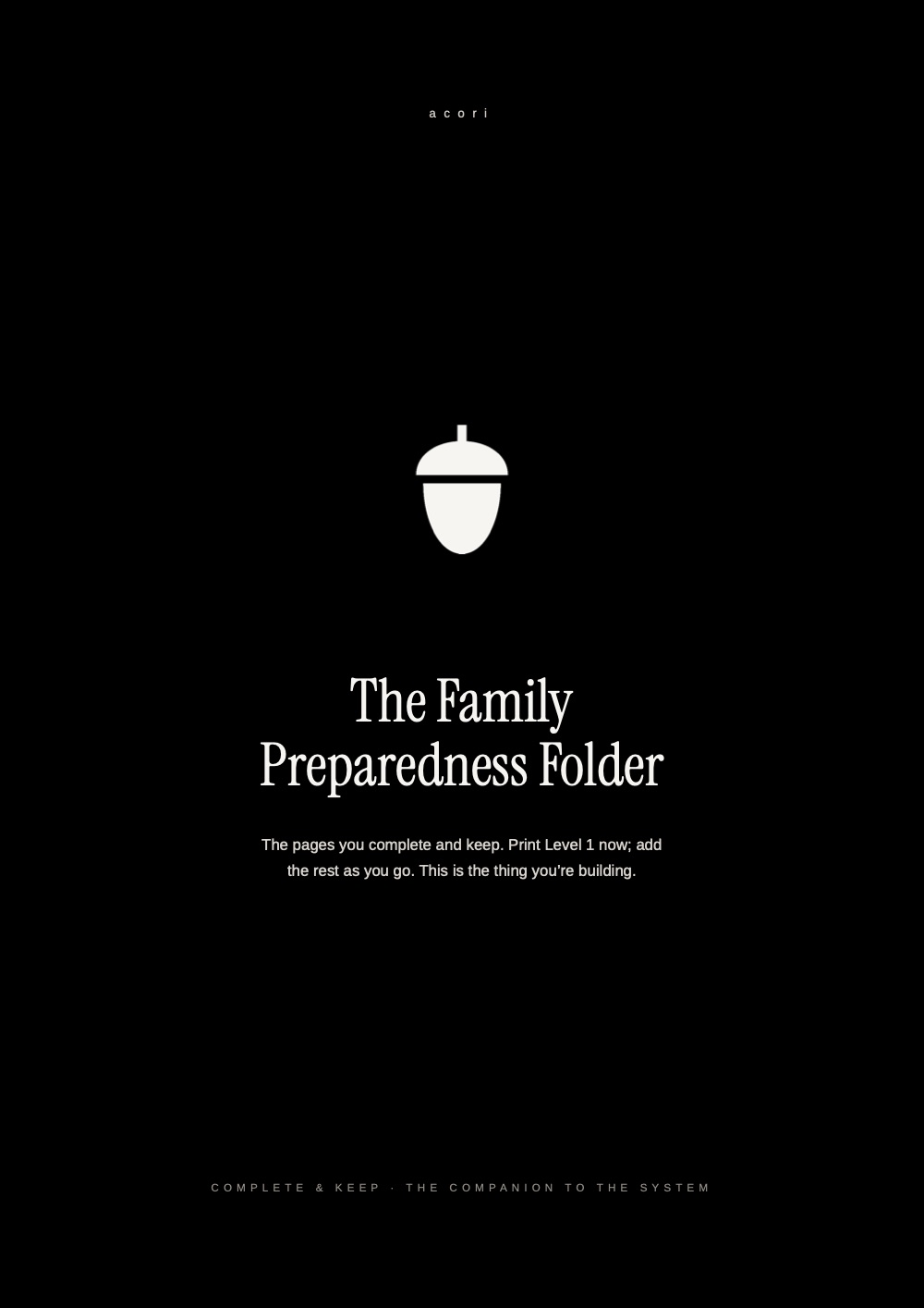 The cover of The Family Preparedness Folder